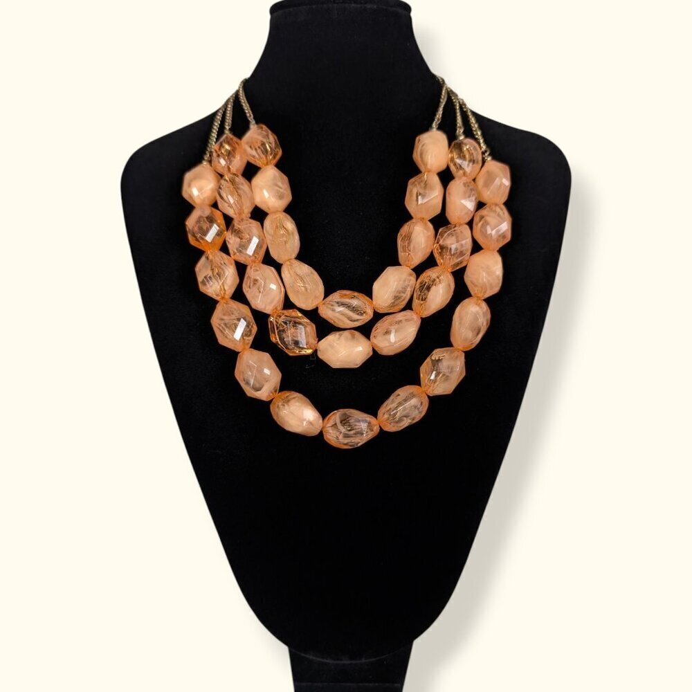Vintage 3-Strand Chunky Lucite Beaded Necklace